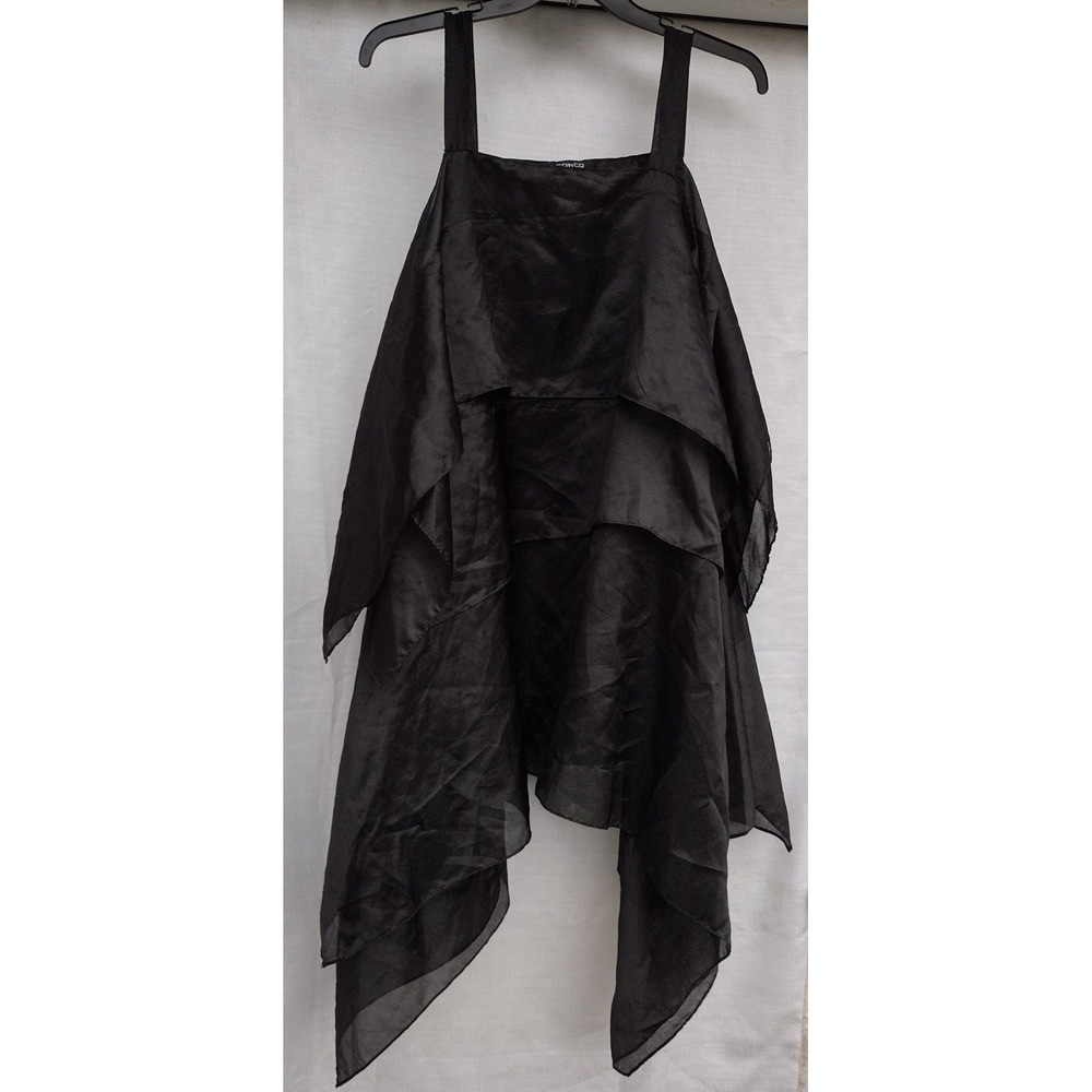 CQ by CQ Women's Large Black Tiered Ruffle-Sleeve Versatile Mini Dress or Top